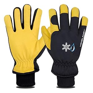 HANDLANDY Winter Work Gloves for Women and Men, Insulating Waterproof Deerskin Leather Gloves, -15℉(-26℃) Cold Proof…