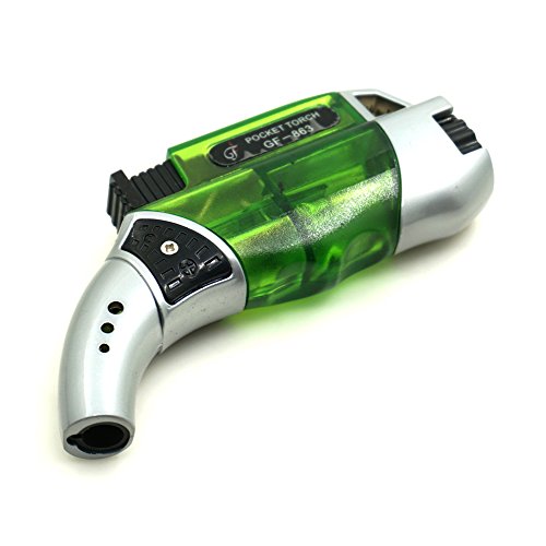GuangFa Handheld Mini 863 Butane Torch Windproof Refillable Gas Steel Adjustable Flame 1300°C/2500°F for Kitchen Cooking Cigar Light BBQ Welding … (Green)