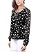 MeiC Women's Scoop Neck Long Sleeve Chiffon Blouse Top Medium Black Polka Dot_2