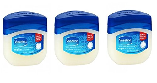 Vaseline 100% Pure Petroleum Jelly Original Skin Protectant, 1.75 OZ Travel Size (Pack of 3)