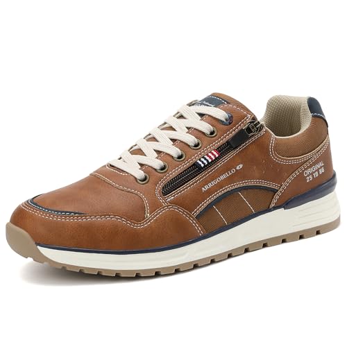 Sneakers Hommes BasketChaussures Casual Athlétique Mode Espadrilles Taille 41-46(B Marron, Taille 44)