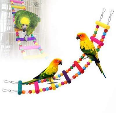 image for JungleAquashrimp Bird Wooden Rainbow Ladder Bridge for Balance and Swi