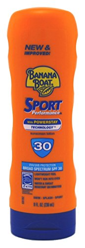 Banana Boat Sport Performance Lotion Sunscreens with PowerStay Technology SPF 30, 8 Ounces (3 Pack)
