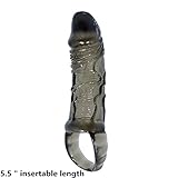 Lifelike Soft Silicone Penis Extender, Penis Enhancer, Cock Penis Sheath, Penis Enlargement Sleeves Condom Sexual Delay Ejaculation Toy for Men, 5.5 inch, Black