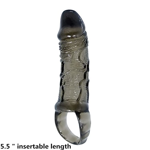 Lifelike Soft Silicone Penis Extender, Penis Enhancer, Cock Penis Sheath, Penis Enlargement Sleeves Condom Sexual Delay Ejaculation Toy for Men, 5.5 inch, Black