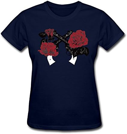 Women's Tee, Rose Gun Cotton Printed Short Sleeve Tops T Shirt Pullovers Navy