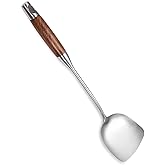 AOOSY Wok Spatula, 15.7 Inches 18/10 Stainless Steel Spatula Metal Wok Spatulas with Wooden Handle for Kitchen Use Wok Utensil