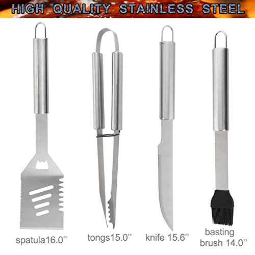 POLIGO 20pcs Stainless Steel BBQ Grill Tools Set - Complete Outdoor BBQ Grill Utensils Set, Heavy Duty Barbecue Accessories in Aluminum Carrying Case - Perfect Gift Set for Men