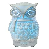 Essential Oil Diffuser COOSA 100ml Ceramic Owl Aromatherapy Diffuser Ultrasonic Cool Mist Humidifier with 7 Changing Color LED Lights and Waterless Auto Shut-off for Baby Room Bedroom Office Home Yoga