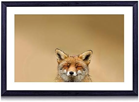 80cmx60cm 木製の黒色のフォトフレーム キツネ顔かわいいぼかし 壁掛け 壁飾り 壁ポスター おしゃれ ウォールアート アートパネル 壁の絵 インテリア絵画 額縁 部屋飾り 装飾画 Midlothiantsi Org Uk