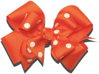 Squishy Pet Products Sun Kisses Collar Bow, 4-Inch, Orange with White Dot