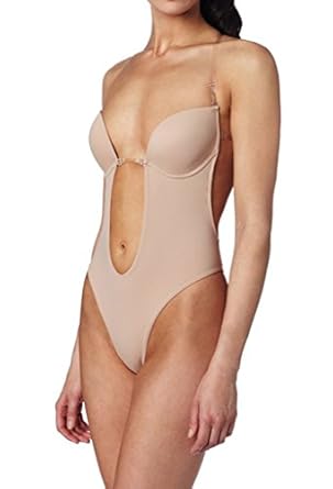 BeautyIn Women's U Plunge Strapless Bra Backless Bodysuit