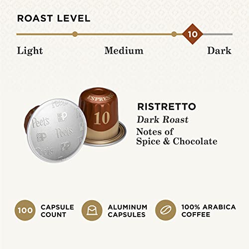 Peet's Coffee, Dark Roast Espresso Pods Compatible with Nespresso