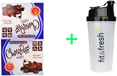 HealthSmart Foods, Inc., ChocoRite Protein Bars, Triple Chocolate Fudge, 16 Bars - 1.2 oz (34 g) Each(2 PACK),Vitaminder, Power Shaker Bottle, 20 oz Bottle
