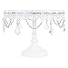 Aurora 3-Piece White Rechargeable LED Cake Stand Set, Round Metal Crystal Cupcake Dessert Display Pedestal Wedding Party Display, Chargers Included