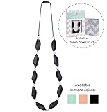 Goobie Baby Naomi Silicone Teething Necklace for Mom to Wear, Safe BPA Free Beads to Chew - Black/Marble