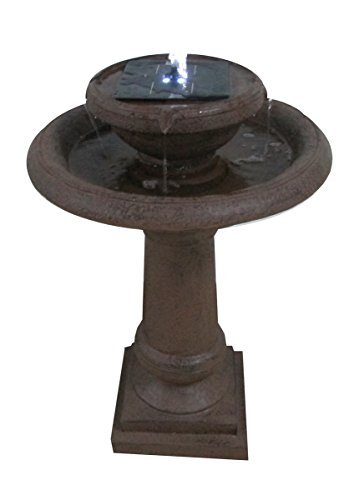 2 Tier Round Brownstone Solar Birdbath ASF308A