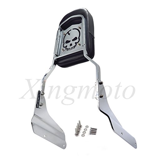 NBX- Chrome Skull Backrest Sissy Bar with Leather Pad For Honda Magna 750 VF750/250 VF250