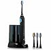 Sonic Electric Toothbrush Rechargeable-Includes UV Sanitizer and Timer 5 Brush Modes 4 Replacements Heads Holder and Charger, Waterproof for Shower and Family - RLT236 Black-by BESTEK