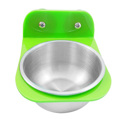 URIJK Pet Food & Water Bird Cup - Wall Mounted Stainless Steel Bird Coop Cups Seed Water Food Dish Feeder Bowl - for Parrot Macaw African Greys Budgies Parakeet Cockatiels Conure Lovebird Finch