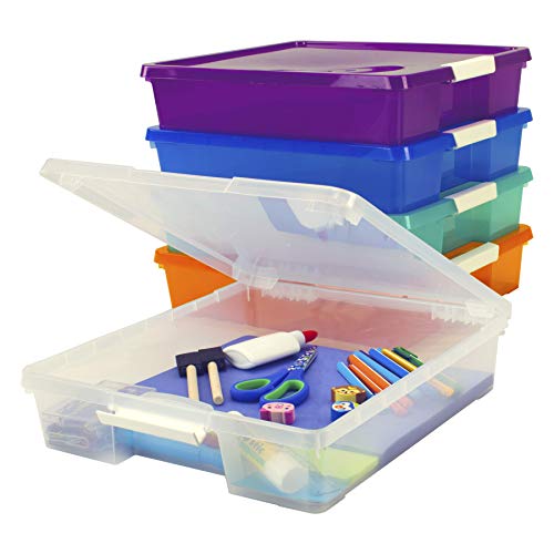 Storex Classroom Student Project Box, 15.25 x 13.25 x 3.25 inches , Assorted Tints, 5-Pack (63202U05C), standard sized - Image 3