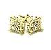 Mens Gold Tone and Clear Cz Cube Iced Out Hip Hop Micro Pave Kite Stud Earrings Bling