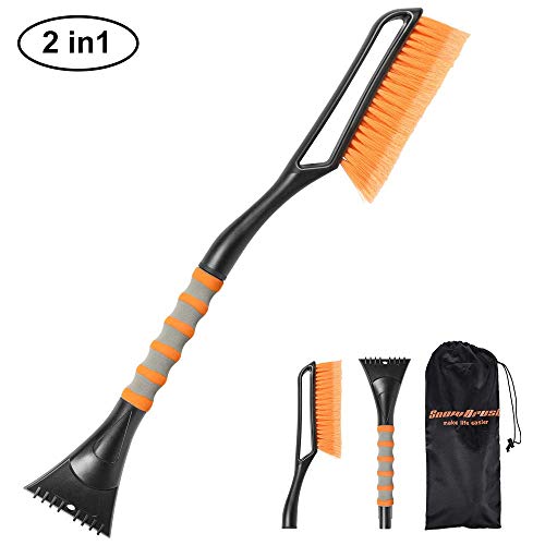 SEEKONE Car Snow Brush and Ice Scraper, 2 in 1 Detachable Winter Snow Ice Shovel Removal Tool with Ergonomic Foam Grip for Car Truck SUV (27in)