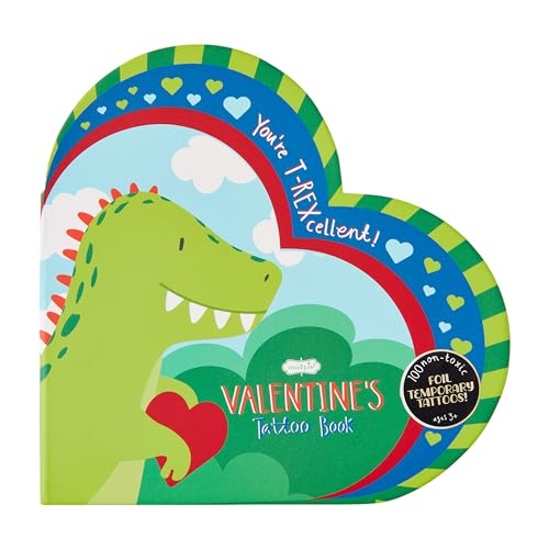 Mud Pie Children Dino Valentines Tattoo Book; 6 1/2" x 6 1/2"