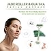 Green Jade Roller for Face with Gua Sha Scraping Tool Anti Aging Natural Jade Massage Set for Eye Face Body Skin to Reduce Dark Circles Wrinkles Puffiness Great Christmas Gift for Housewife
