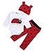 3pcs/Set Newborn Baby Boys Girls Animal Long Sleeve T-Shirt Tops Pants Hat Outfits (0-6 Months, Ladybug)