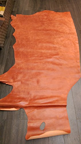 NAT Leathers Brown Cognac Tan Weekender Two Tone Upholstery Chap Cowhide 24 inch x 30 inch Cutting Piece Genuine Leather Hide Skin (24"x30")