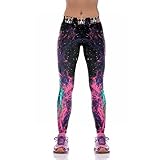 Slimming Girl Sexy Black Galaxy Print Workout High Waist Stretchy Tights Sport Leggings