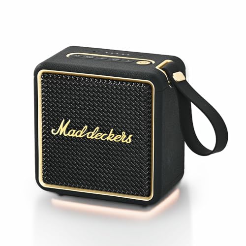MG II Bluetooth Speaker, 24W RMS Continuous Power, Bluetooth 6.0, DSP Sound, IP67 Waterproof & Dustproof, 17H+ Battery, RGB Light, TWS Stereo, 3 EQ Modes, Type-C Charging, AUX/TF/USB, Black & Brass