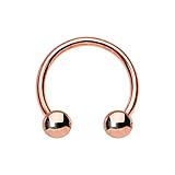 16G, 14G Rose Gold IP Over 316L Surgical Steel Horseshoe Circular Barbell Ring - Sold Individually (16G, L: 5/16