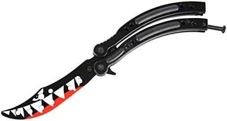 SparkLia Butterfly Training Knife,CS GO Counter Strike claw Karambit Knife practice folding Knife dull blade no edge tool - no Offensive Blade