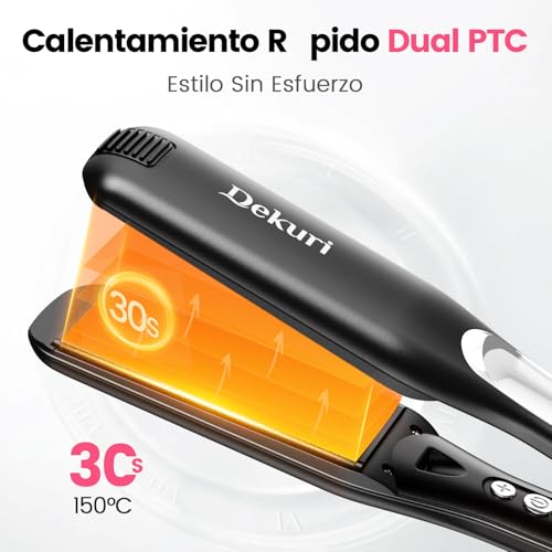 Dekuri Professional Hair Straightener, Large 42 mm Ceramic Water Based Hair Straightener with Adjustable Temperature 120°C-230°C, Black