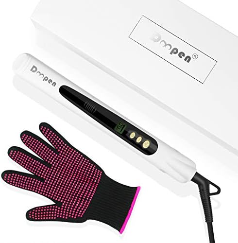 Mini Hair Straightener and Curler 2 in 1 Ceramic Mini Flat Iron,Small Flat Irons with Adjustable Temp for All Hair Types,15s Fast Heating,LCD Digital Display,Dual Voltage, 450℉/250℃,1 Inch White