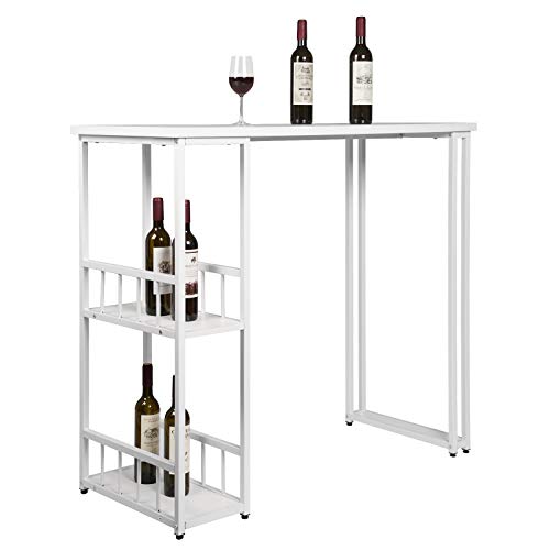 WOLTU Bartisch BT25ws Stehtisch Bistrotisch Bartheke Tresentisch, mit 2 Ablagefläche, Metallgestell, MDF, 120x50x105cm… – Bild 5