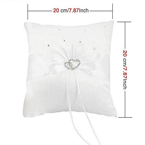 Youzpin 4Pcs Romantic Wedding Ceremony Party Favor Sets, Rhinestone Stain Ribbon Wedding Ring Pillow+ Girls Flower Basket +Guest Book + Pen for Elegant Wedding Party