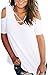 Cold Shoulder Shirts for Women White Loose Fit Criss Cross Basic Tops Cute Fashion Tee XL