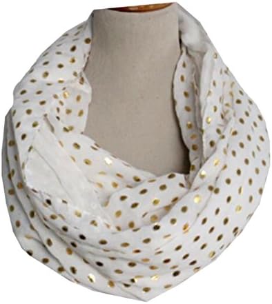 Ovetour Women's New Fashion Gold Metallic Polka Dots Pattern Infinity Scarf