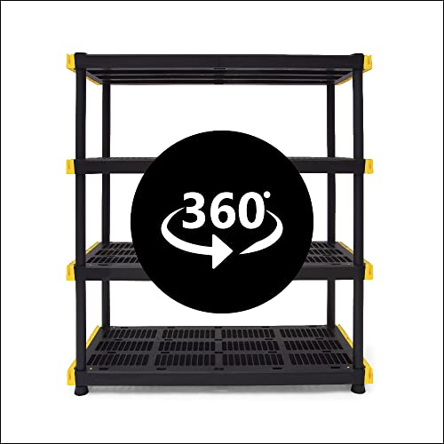 Original Black & Yellow 4Tier Storage Shelving Unit, Indoor/Outdoor