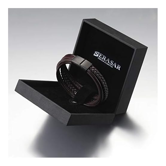 SERASAR | Pulsera de Cuero Premium para Hombre en Negro y Marrón | Diferentes Largos | Cerradura de Acero Inoxidable… - Imagen 7