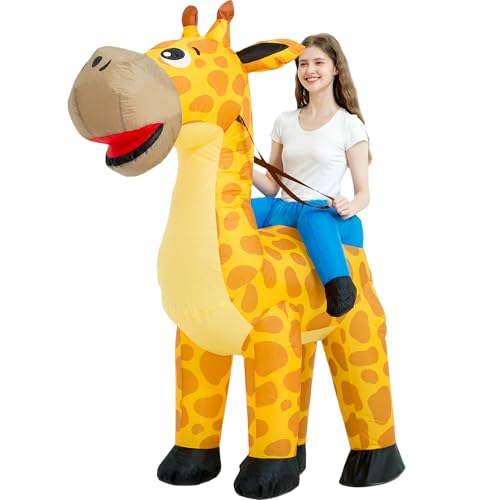 One Casa Inflatable Costume Adult,Blow Up Costumes,Ride On Giraffe Costume,Halloween Costumes for Men Women
