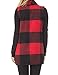 InStylish Women's Color Block Lapel Open Front Sleeveless Plaid Vest Cardigan with Pockets,Z-black and Red, Large Z-black and Red Large
