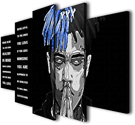 Susu Art - 5 Panels Xxxtentacion Quotes Custom Color Hair Canvas Quotes Giclee Print Painting Picture Wall WPAP Pop Art Home Decor Gifts (with Framed, Size 1: 8x14inx2pcs, 8x18inx2pcs, 8x22inx1pc)