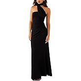 HUROGON Women Strapless Tube Scarf Floral Maxi Dress Elegant Summer Ruched Prom Cocktail Party Dress Wedding Guest Dress