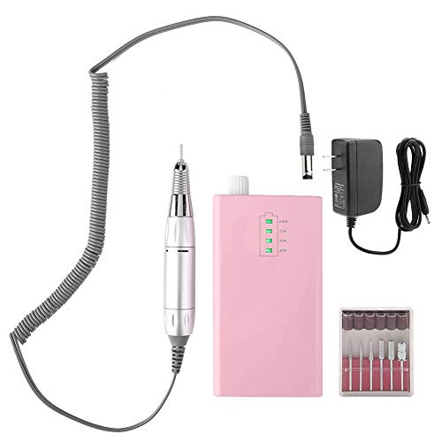 2 Colors Portable Rechargeable Electric Nail Drill Machine 30000 RPM Cordless Manicure Pedicure Machine(US-粉色美规)
