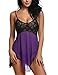 Avidlove Women Outfits Halter Irregular Lingerie Mini Nightwear Lace Babydoll Purple XL