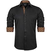Alizeal Men's Business Slim Fit Dress Shirt Long Sleeve Patchwork Button-Down Shirt